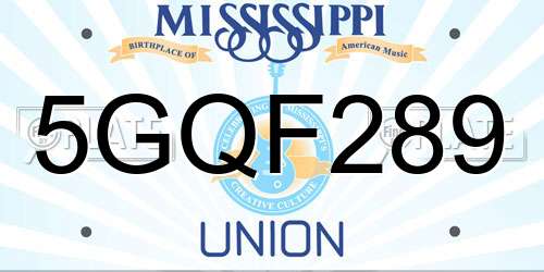 5GQF289 Mississippi License Plate