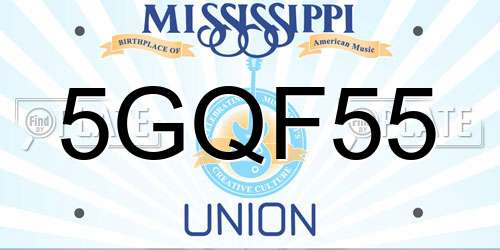 5GQF55 Mississippi License Plate