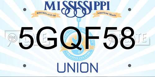 5GQF58 Mississippi License Plate