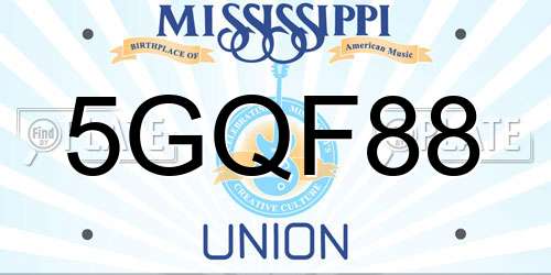 5GQF88 Mississippi License Plate