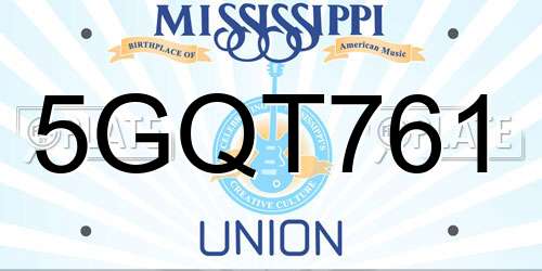 5GQT761 Mississippi License Plate