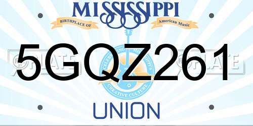 5GQZ261 Mississippi License Plate