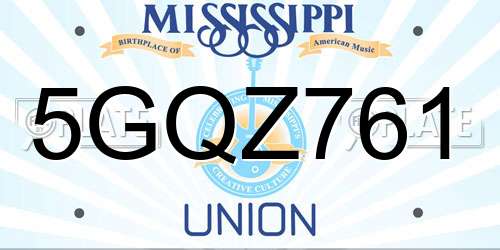 5GQZ761 Mississippi License Plate