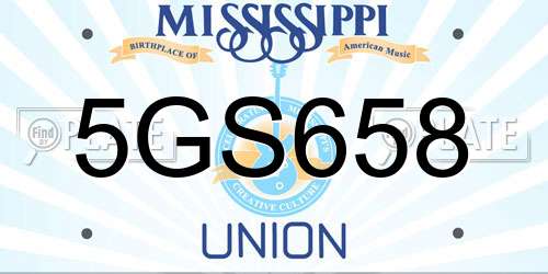 5GS658 Mississippi License Plate