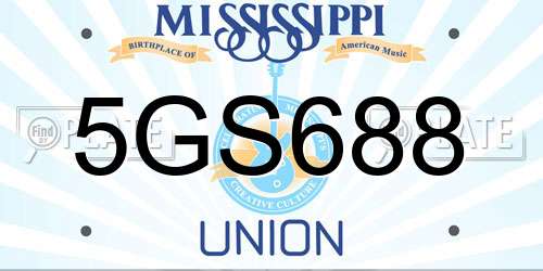 5GS688 Mississippi License Plate