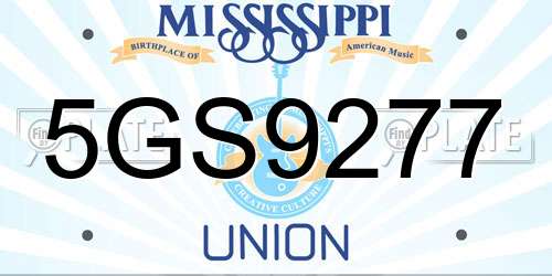 5GS9277 Mississippi License Plate
