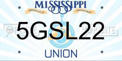 5GSL22 Mississippi License Plate