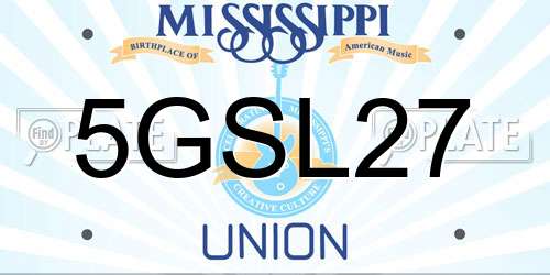 5GSL27 Mississippi License Plate
