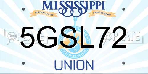 5GSL72 Mississippi License Plate
