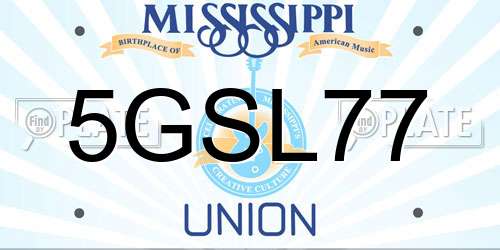 5GSL77 Mississippi License Plate