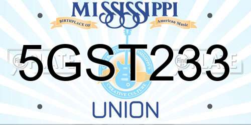 5GST233 Mississippi License Plate