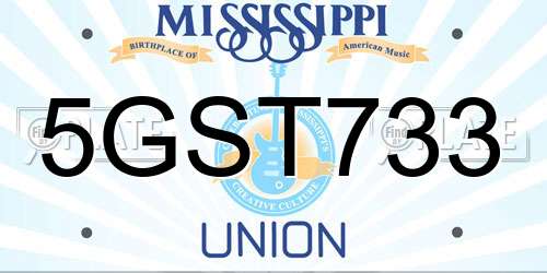5GST733 Mississippi License Plate