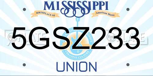 5GSZ233 Mississippi License Plate