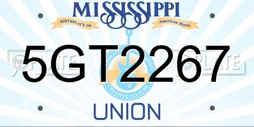 5GT2267 Mississippi License Plate