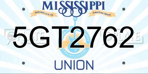 5GT2762 Mississippi License Plate