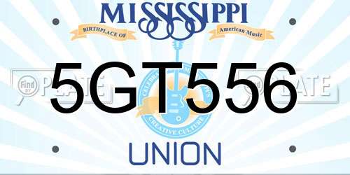 5GT556 Mississippi License Plate