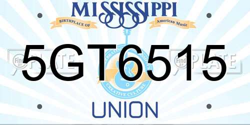 5GT6515 Mississippi License Plate