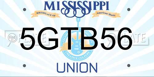 5GTB56 Mississippi License Plate