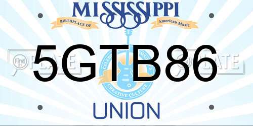5GTB86 Mississippi License Plate