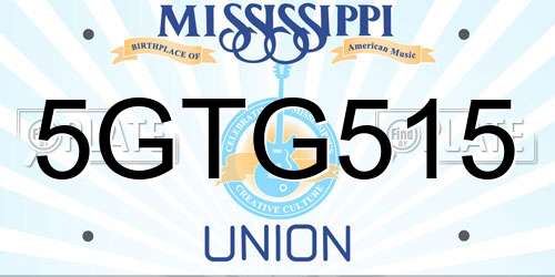 5GTG515 Mississippi License Plate