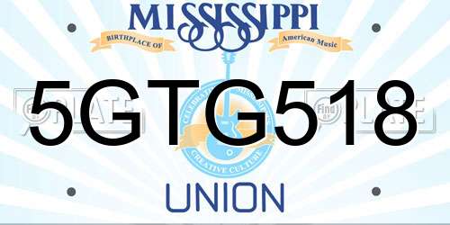 5GTG518 Mississippi License Plate