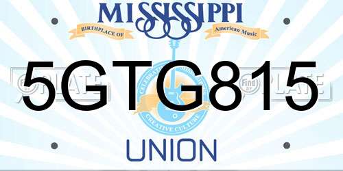 5GTG815 Mississippi License Plate