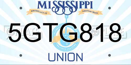 5GTG818 Mississippi License Plate