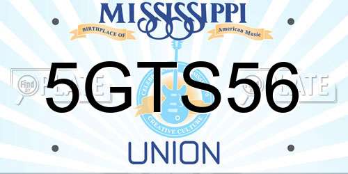 5GTS56 Mississippi License Plate