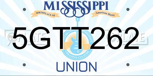 5GTT262 Mississippi License Plate