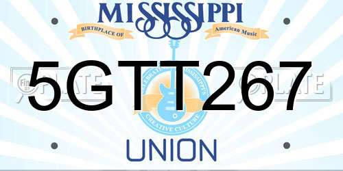 5GTT267 Mississippi License Plate