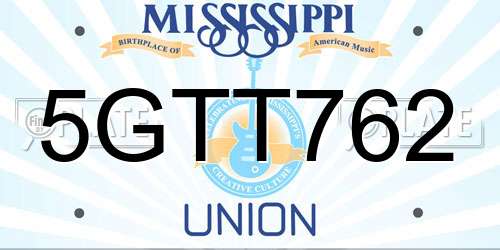 5GTT762 Mississippi License Plate