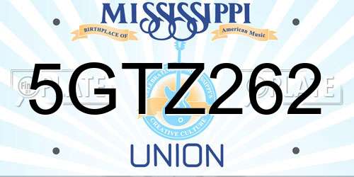5GTZ262 Mississippi License Plate