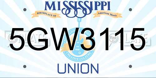 5GW3115 Mississippi License Plate