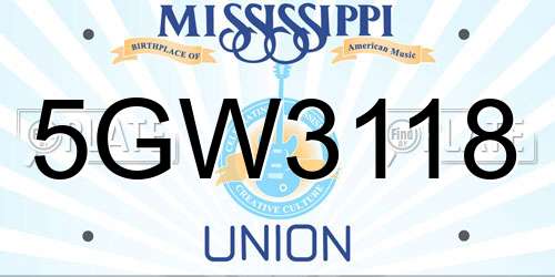 5GW3118 Mississippi License Plate
