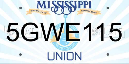 5GWE115 Mississippi License Plate