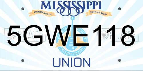 5GWE118 Mississippi License Plate