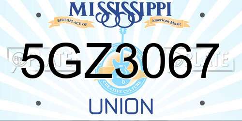 5GZ3067 Mississippi License Plate