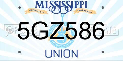 5GZ586 Mississippi License Plate