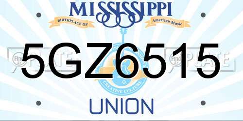 5GZ6515 Mississippi License Plate