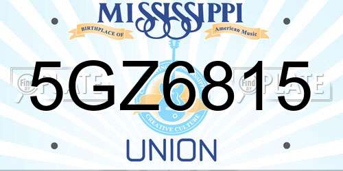 5GZ6815 Mississippi License Plate