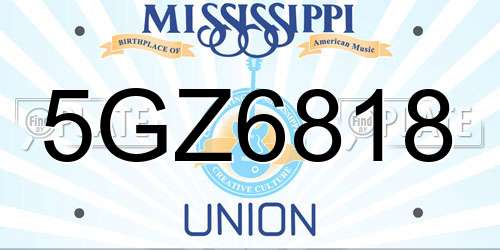 5GZ6818 Mississippi License Plate