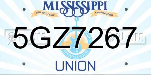 5GZ7267 Mississippi License Plate