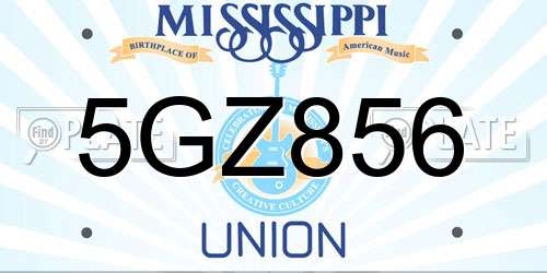 5GZ856 Mississippi License Plate