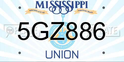 5GZ886 Mississippi License Plate