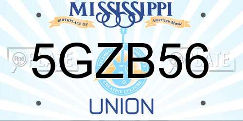 5GZB56 Mississippi License Plate