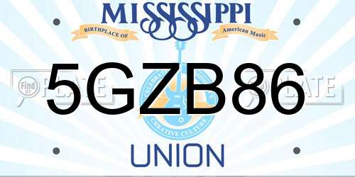 5GZB86 Mississippi License Plate