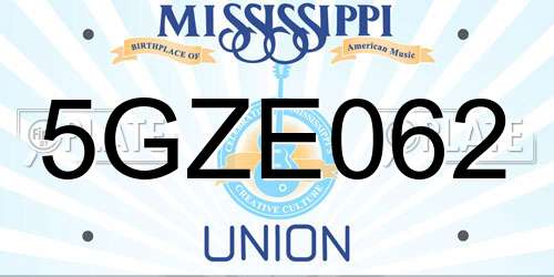 5GZE062 Mississippi License Plate