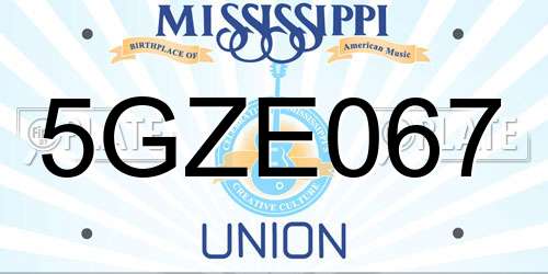 5GZE067 Mississippi License Plate