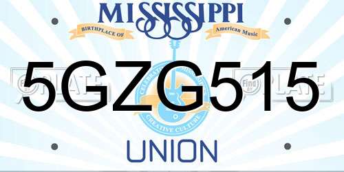 5GZG515 Mississippi License Plate