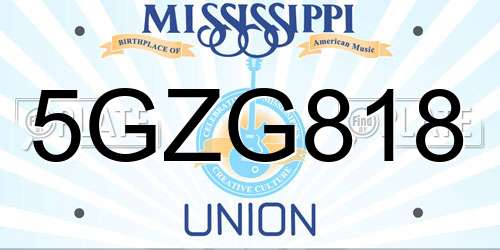5GZG818 Mississippi License Plate